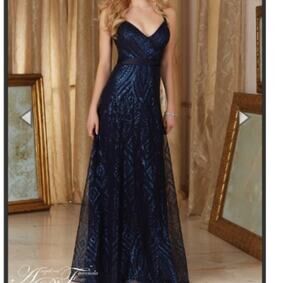 Angelina Faccenda Blue Sequence Geo Print Maxi Strappy Sz 10